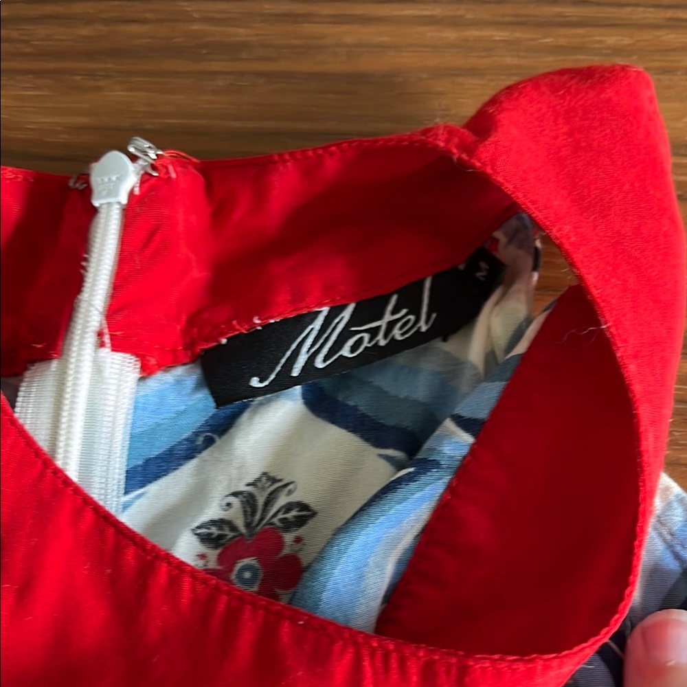 Red and Blue Patterned Mini Dress - Picture 3 of 5